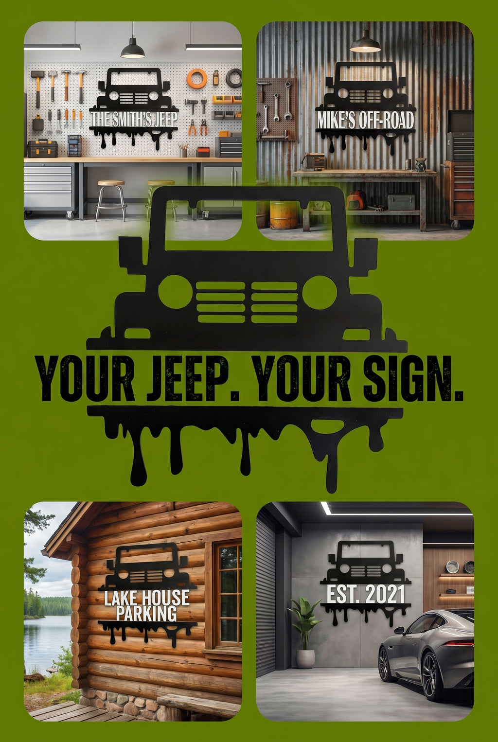 Custom “Jeep Parking” Metal Sign – Rugged Garage & Shop Decor