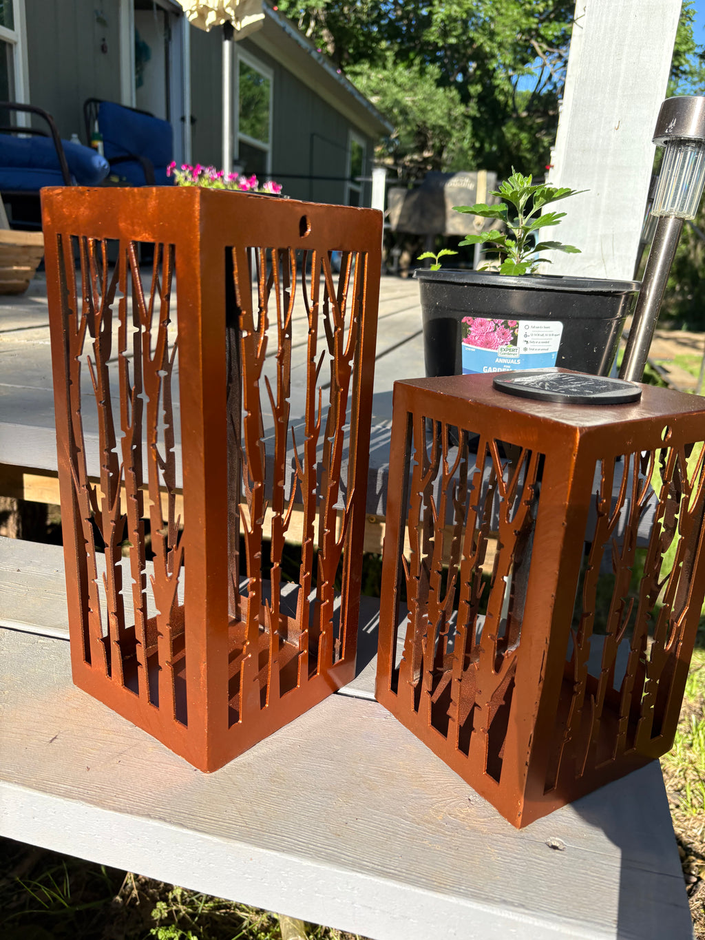 Solar Garden Columns with color changing lights