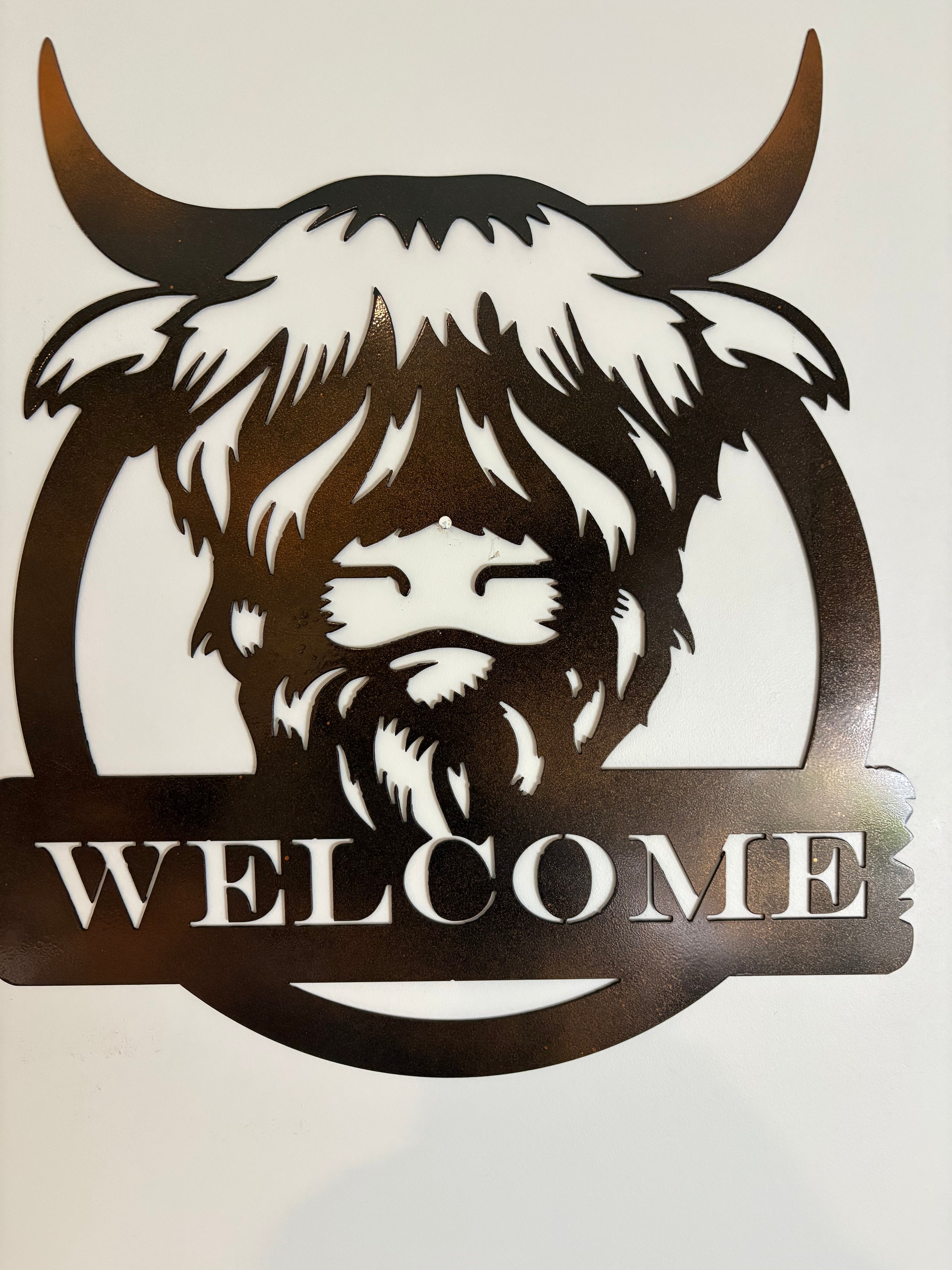 Highland Cow Welcome Sign